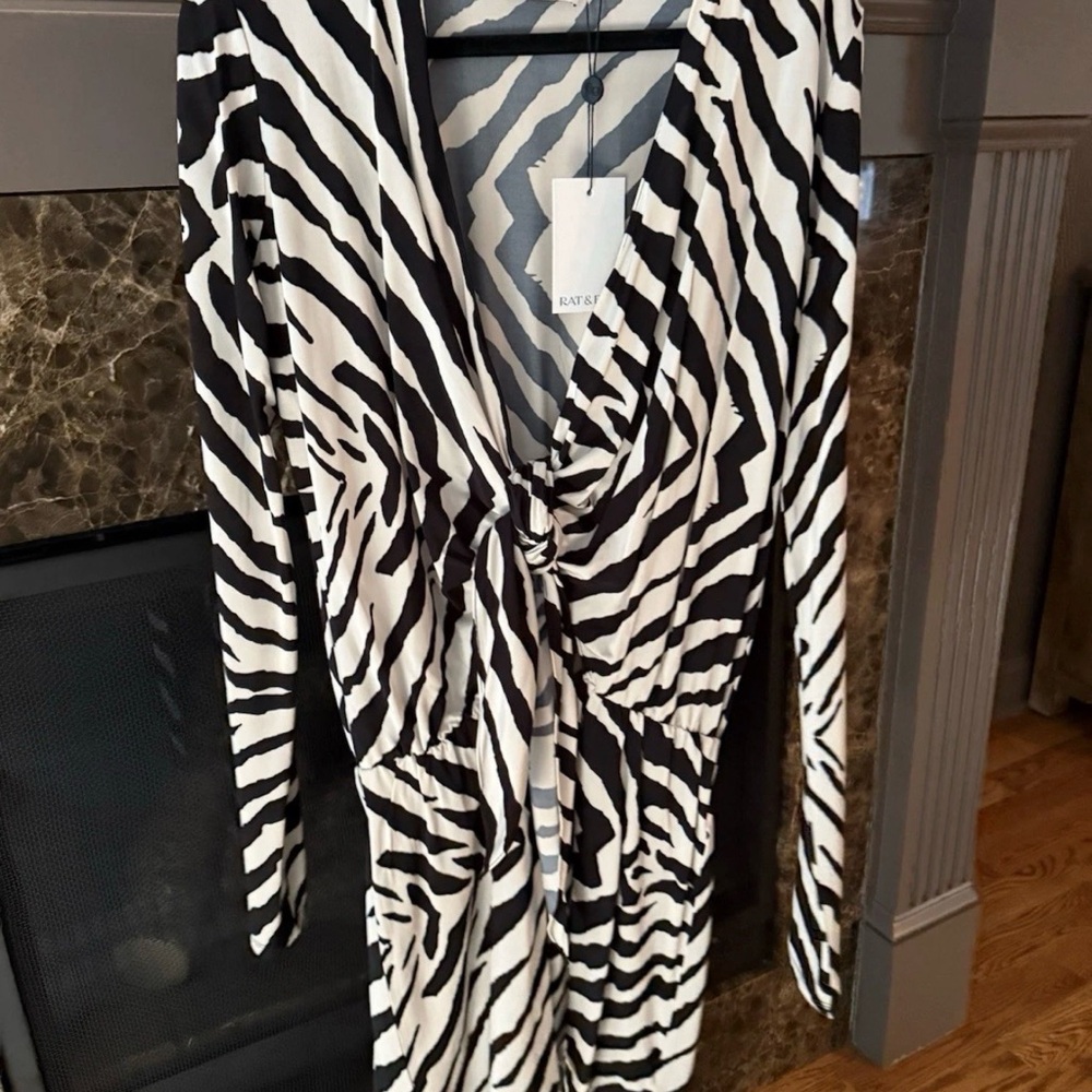 Rat & Boa Allegra Black and White Zebra Tie-Front Mini Dress - Picture 5 of 7